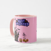 Fröhliches Halloween hellrosa Tasse (Vorderseite Links)