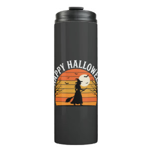Fröhliches Halloween Hexe Sonnenuntergang Design_1 Thermosbecher
