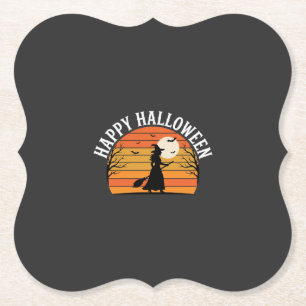Fröhliches Halloween Hexe Sonnenuntergang Design_1 Untersetzer