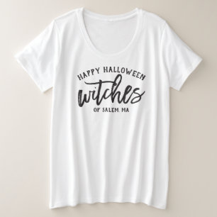 Fröhliches Halloween Hexen Benutzerdefinierter Ort Große Größe T-Shirt