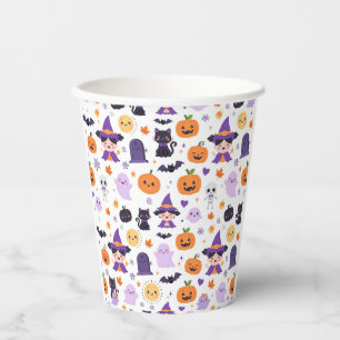 Fröhliches Halloween Hexen Geister Katzen Fledermä Pappbecher