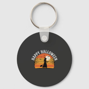 Fröhliches Halloween Hexen Sonnenuntergang Design_ Schlüsselanhänger
