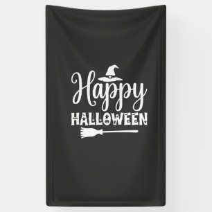 Fröhliches Halloween Hexenhut Besen Design Banner
