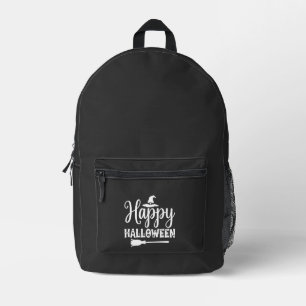 Fröhliches Halloween Hexenhut Besen Design Bedruckter Rucksack