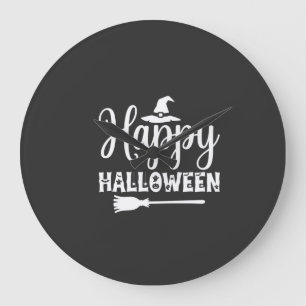 Fröhliches Halloween Hexenhut Besen Design Große Wanduhr