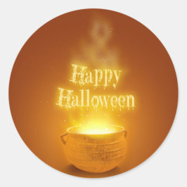 Fröhliches Halloween-Hexenkalender Runder Aufkleber