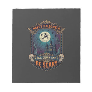 Fröhliches Halloween Hexenschloss Schädel Fett Tri Notizblock