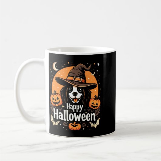 Fröhliches Halloween Hund Langarm Kaffeetasse (Links)