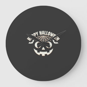 Fröhliches Halloween Jack-O-Lantern-Gesicht Design Große Wanduhr