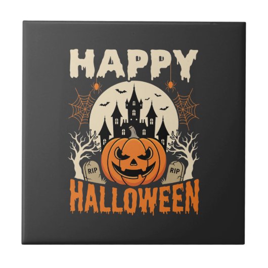 Fröhliches Halloween Jack O Lantern Verzaubertes S Fliese (Vorderseite)