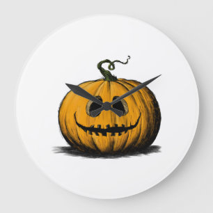 Fröhliches Halloween Jack O'Lantern Erwachsener Na Große Wanduhr