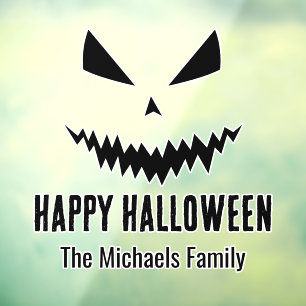 Fröhliches Halloween Jack O'Lantern Kürbisfamilien Fensteraufkleber