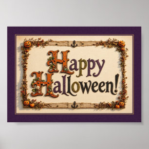 Fröhliches Halloween Jute-Kürbis-Schild Druck Post Poster