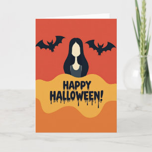 Fröhliches Halloween Karte mit dunklen Haaren