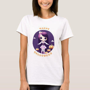 Fröhliches Halloween Kawaii Mädchen T-Shirt