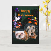 Fröhliches Halloween - keine Angst vor der Rinde! Karte (Gelbe Blume)