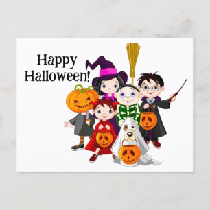 Fröhliches Halloween Kinder Postkarte