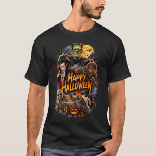 Fröhliches Halloween Klassische Monster Vintage Ho T-Shirt