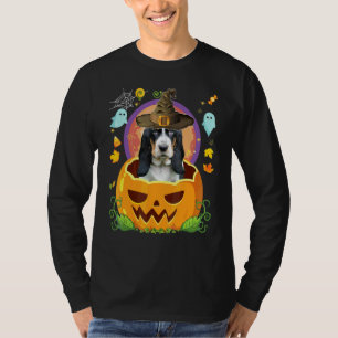 Fröhliches Halloween Kürbis Basset Hound Hund Hexe T-Shirt