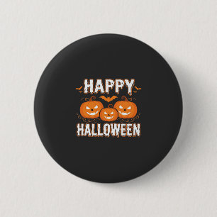 Fröhliches Halloween-Kürbis-Fledermaus-Vektor Button