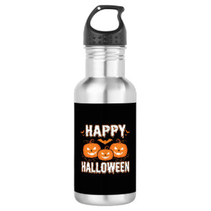Fröhliches Halloween Kürbis Fledermaus Vektor Edelstahlflasche