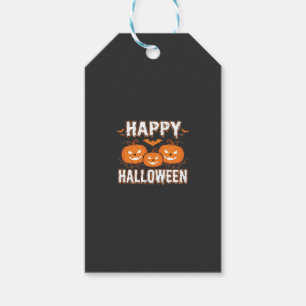 Fröhliches Halloween-Kürbis-Fledermaus-Vektor Geschenkanhänger
