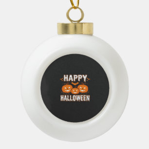 Fröhliches Halloween-Kürbis-Fledermaus-Vektor Keramik Kugel-Ornament