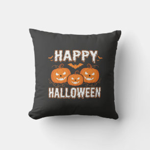 Fröhliches Halloween-Kürbis-Fledermaus-Vektor Kissen