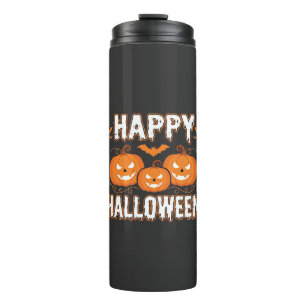 Fröhliches Halloween-Kürbis-Fledermaus-Vektor Thermosbecher
