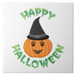 "FRÖHLICHES HALLOWEEN" KÜRBIS FLIESE