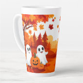 Fröhliches Halloween Kürbis Geist Wald 🎃 Milchtasse (Linke Ecke)
