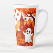 Fröhliches Halloween Kürbis Geist Wald 🎃 Milchtasse (Rechts)