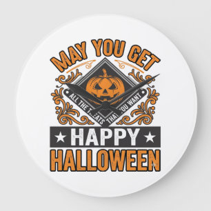 Fröhliches Halloween Kürbis Geschenke Vintage Große Wanduhr