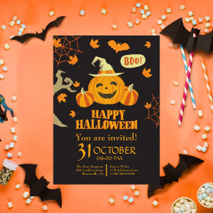 Fröhliches Halloween Kürbis Iss Trinke Sei Gruseli Einladung