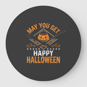 Fröhliches Halloween-Kürbis-Leckereien Vektor-Desi Große Wanduhr