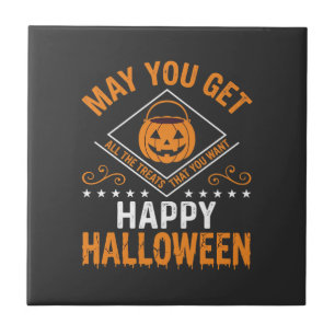 Fröhliches Halloween-Kürbis-Leckereien-Vektordesig Fliese