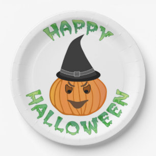 "FRÖHLICHES HALLOWEEN" KÜRBIS PAPPTELLER