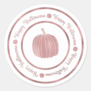 Fröhliches Halloween & Kürbis Rose Gold Glam Trend Runder Aufkleber