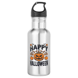 Fröhliches Halloween Kürbis Vintage Gravur Design_ Edelstahlflasche