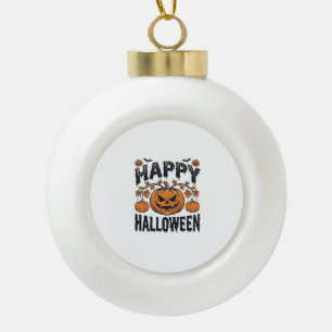 Fröhliches Halloween Kürbis Vintage Gravur Design_ Keramik Kugel-Ornament