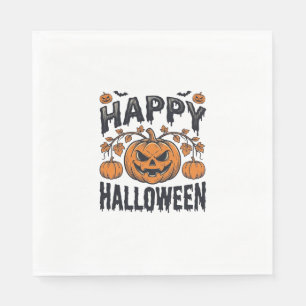 Fröhliches Halloween Kürbis Vintage Gravur Design_ Serviette