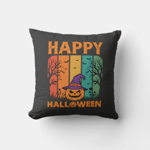 Fröhliches Halloween Kürbis Vintage Vektor Kissen