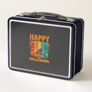Fröhliches Halloween Kürbis Vintage Vektor Metall Brotdose