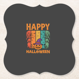 Fröhliches Halloween Kürbis Vintage Vektor Untersetzer