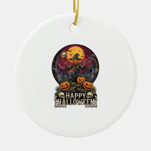 Fröhliches Halloween Kürbis Zauberer Friedhof Voll Keramik Ornament