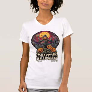 Fröhliches Halloween Kürbis Zauberer Friedhof Voll T-Shirt