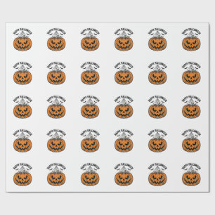 Fröhliches Halloween-Kürbisgesicht Vintage-Vektord Geschenkpapier