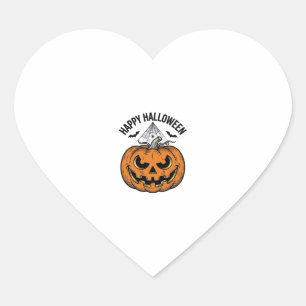 Fröhliches Halloween-Kürbisgesicht Vintage-Vektord Herz-Aufkleber