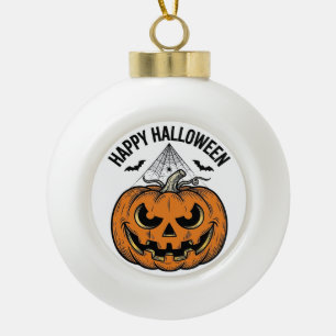 Fröhliches Halloween-Kürbisgesicht Vintage-Vektord Keramik Kugel-Ornament