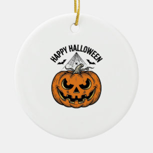 Fröhliches Halloween-Kürbisgesicht Vintage-Vektord Keramik Ornament